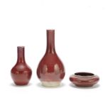 A GROUP OF COPPER RED GLAZED WARES 19th century (3)