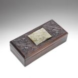 A JADE-INSET HONGMU BOX AND COVER The box, late Qing dynasty, the jade probably 17th century (2)