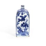 A BLUE AND WHITE SQUARE-SECTIONED FLASK Wanli