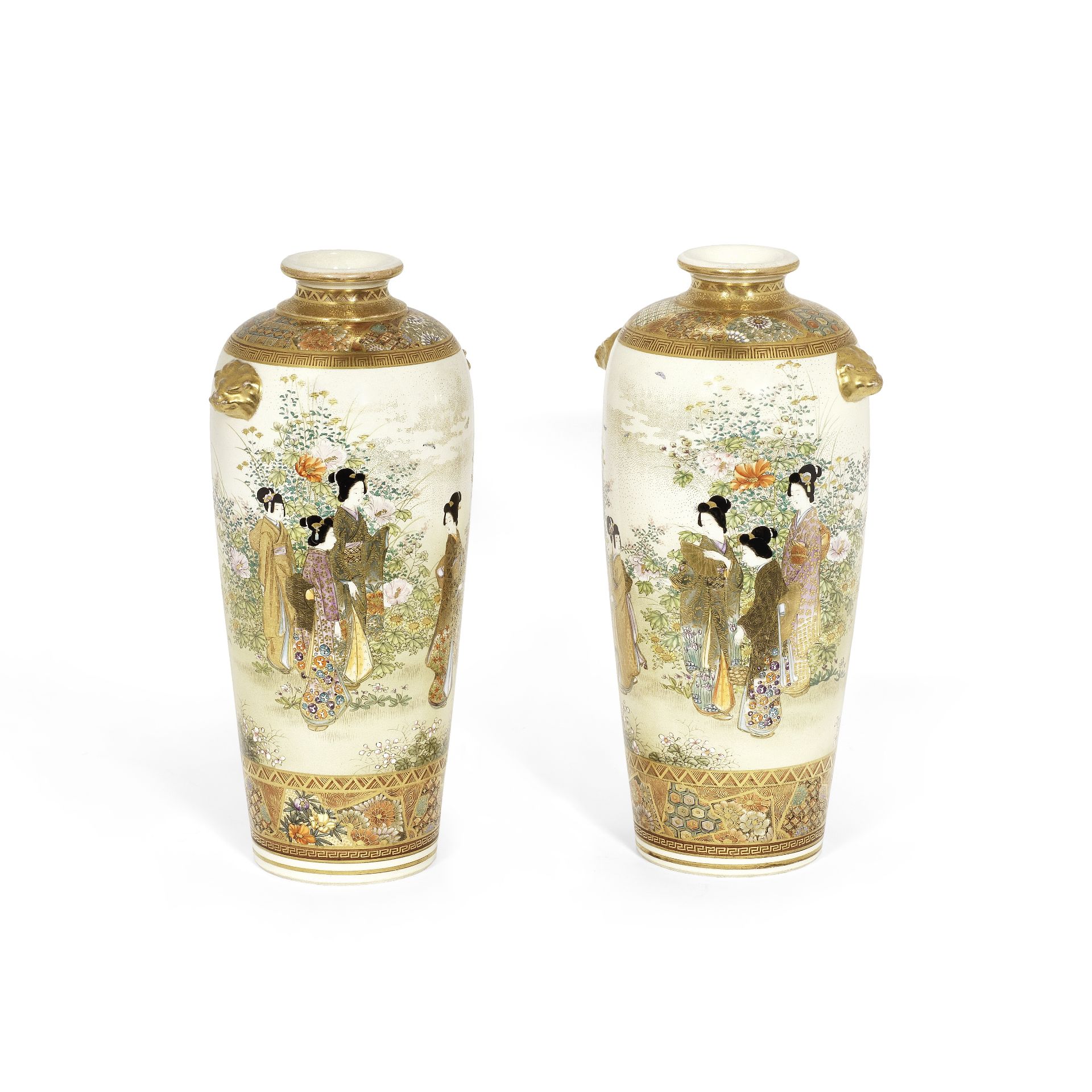 A PAIR OF SATSUMA OVIFORM VASES Meiji Period (2)