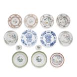 A VARIOUS GROUP OF BLUE AND WHITE, ENAMELLED AND FAMILLE ROSE EXPORT PLATES 18th century (13)