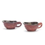 A PAIR OF CINNABAR LACQUER POURING VESSELS, YI 16th century (2)