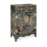 A PAINTED AND GILT LACQUER 'THREE KINGDOMS' CABINET 19th century