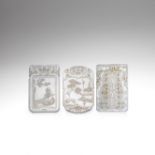 THREE WHITE JADE PENDANT PLAQUES (3)