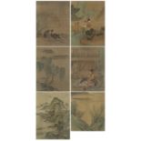 ANONYMOUS (QING DYNASTY) Landscapes, ladies, and ducks (6)