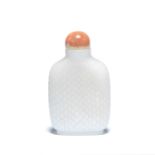 A WHITE JADE 'BASKET WEAVE' SNUFF BOTTLE 18th/19th century (2)