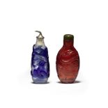 TWO GLASS 'CHILONG' SNUFF BOTTLES 18th/19th century (4)
