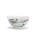 A FAMILLE ROSE 'LANDSCAPE' BOWL Jiaqing seal mark, Qing Dynasty