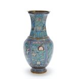 A HEXAGONAL CLOISONN&#201;-ENAMEL BALUSTER VASE Late Qing Dynasty