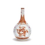 A FAMILLE ROSE AND IRON RED GLAZED VASE Yongzheng seal mark, late Qing Dynasty