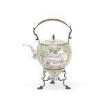 A FINE PAINTED ENAMEL 'EUROPEAN SUBJECT' TEAPOT, COVER AND STAND Qianlong (3)
