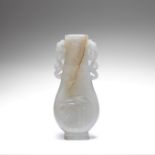 A PALE JADE FLATTENED PEAR-SHAPED VASE Qing Dynasty (2)