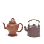 TWO YIXING TEAPOTS AND COVERS Qing Dynasty (4)