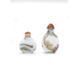 TWO ENAMELLED GLASS SNUFF BOTTLES Late Qing Dynasty (4)