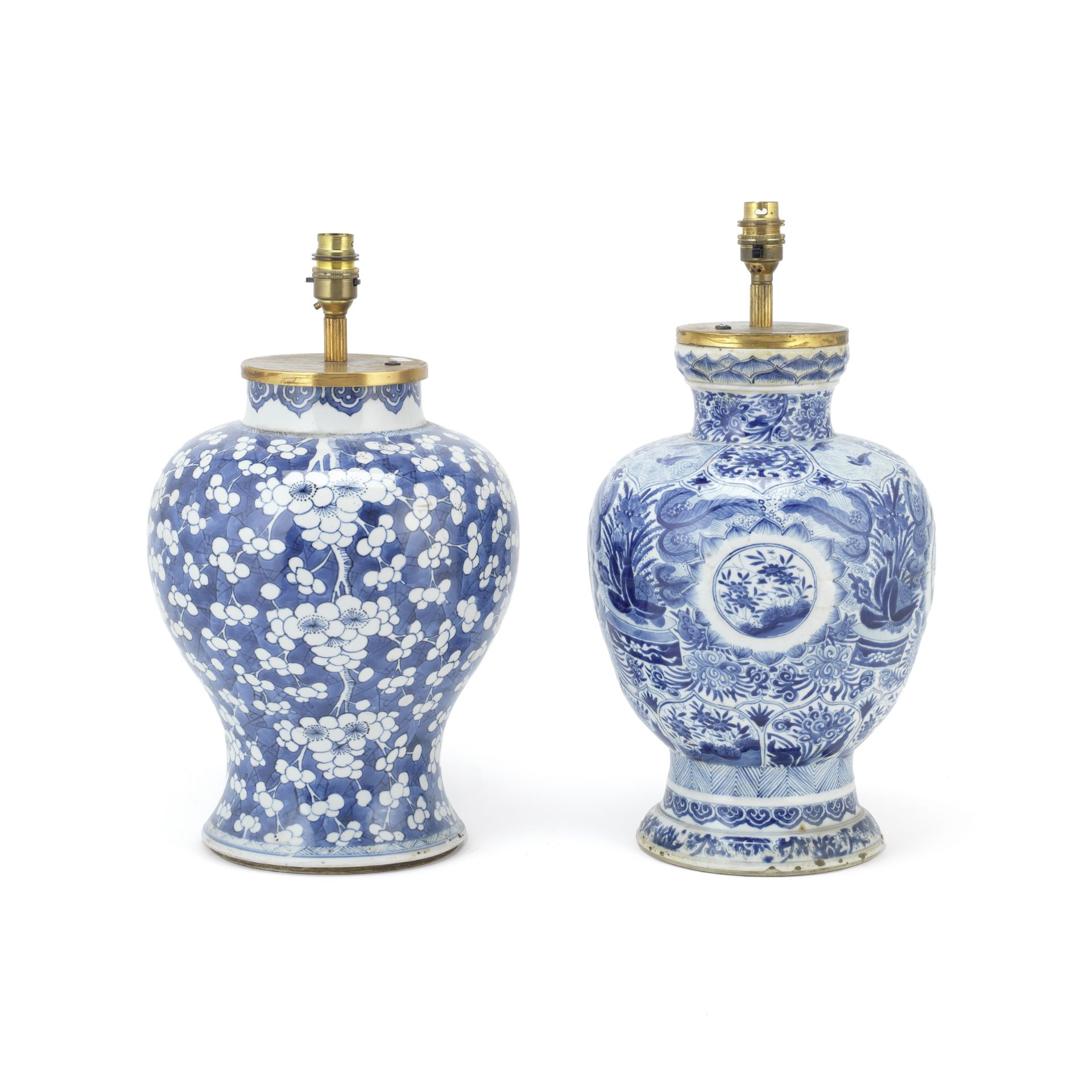 TWO BLUE AND WHITE BALUSTER VASES Kangxi (2)