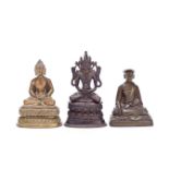 A GROUP OF THREE COPPER-ALLOY BUDDHIST FIGURES 17th and 18th/19th century (3)