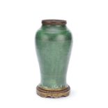 A BRONZE-MOUNTED GREEN-GLAZED 'BAJIXIANG' VASE Mid-Ming Dynasty