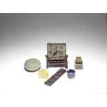 A JADE SQUARE SEAL AND A VARIED GROUP OF SCHOLARS' OBJECTS Qing Dynasty (7)