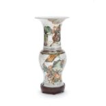 A FAMILLE VERTE BALUSTER VASE, YEN YEN 19th century