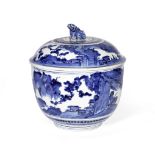 A LARGE ARITA BLUE AND WHITE DEEP BOWL AND COVER Circa 1700 (2)