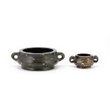 TWO GOLD SPLASHED BRONZE INCENSE BURNERS 19th/20th century (2)