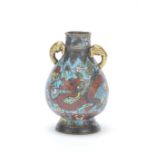 A SMALL CLOISONN&#201;-ENAMEL 'DRAGON' PEAR-SHAPED VASE Ming Dynasty