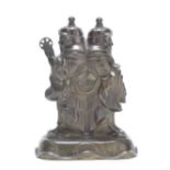 AN UNUSUAL BRONZE MODEL OF CONJOINED GUARDIAN KINGS Late Qing Dynasty