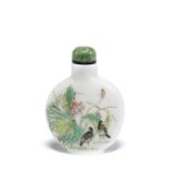 A FAMILLE ROSE ENAMELLED GLASS SNUFF BOTTLE Qianlong seal mark and of the period (2)