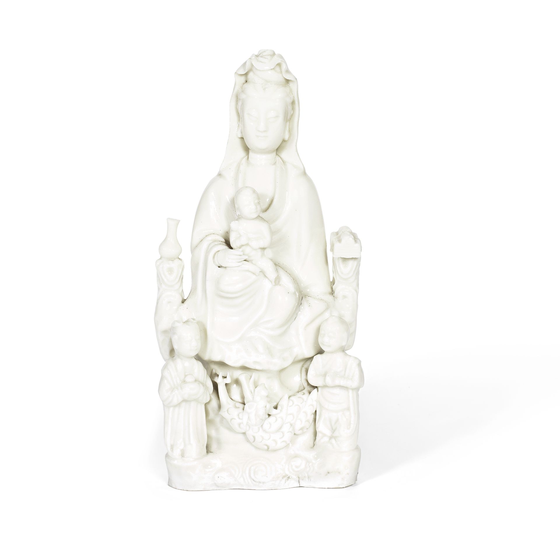 A BLANC-DE-CHINE GUANYIN GROUP 17th/18th century