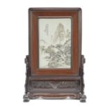 A GRISAILLE ENAMELLED PORCELAIN 'LANDSCAPE' PLAQUE Republic Period