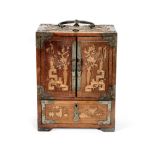 A BOXWOOD INLAID HUANGHUALI TABLE CABINET First half of the 20th century