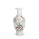 A FAMILLE ROSE 'LINGZHI' BALUSTER VASE Qianlong seal mark, early 20th century