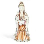 A LARGE FAMILLE ROSE MODEL OF GUANYIN Qianlong