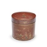 A CINNABAR LACQUER CYLINDRICAL BOX AND COVER 16th/17th century (2)