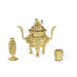 A PARCEL GILT SCHOLAR'S DESK GARNITURE 18th century (5)