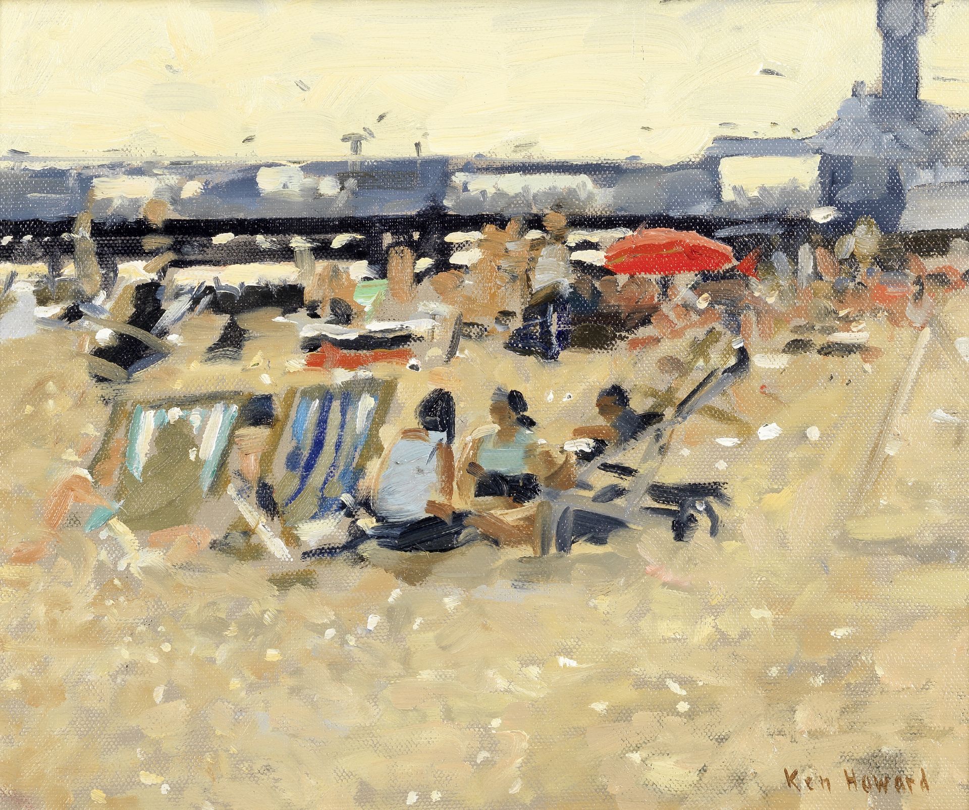 Ken Howard R.A. (British, born 1932) Brighton Beach (Painted in 2000)