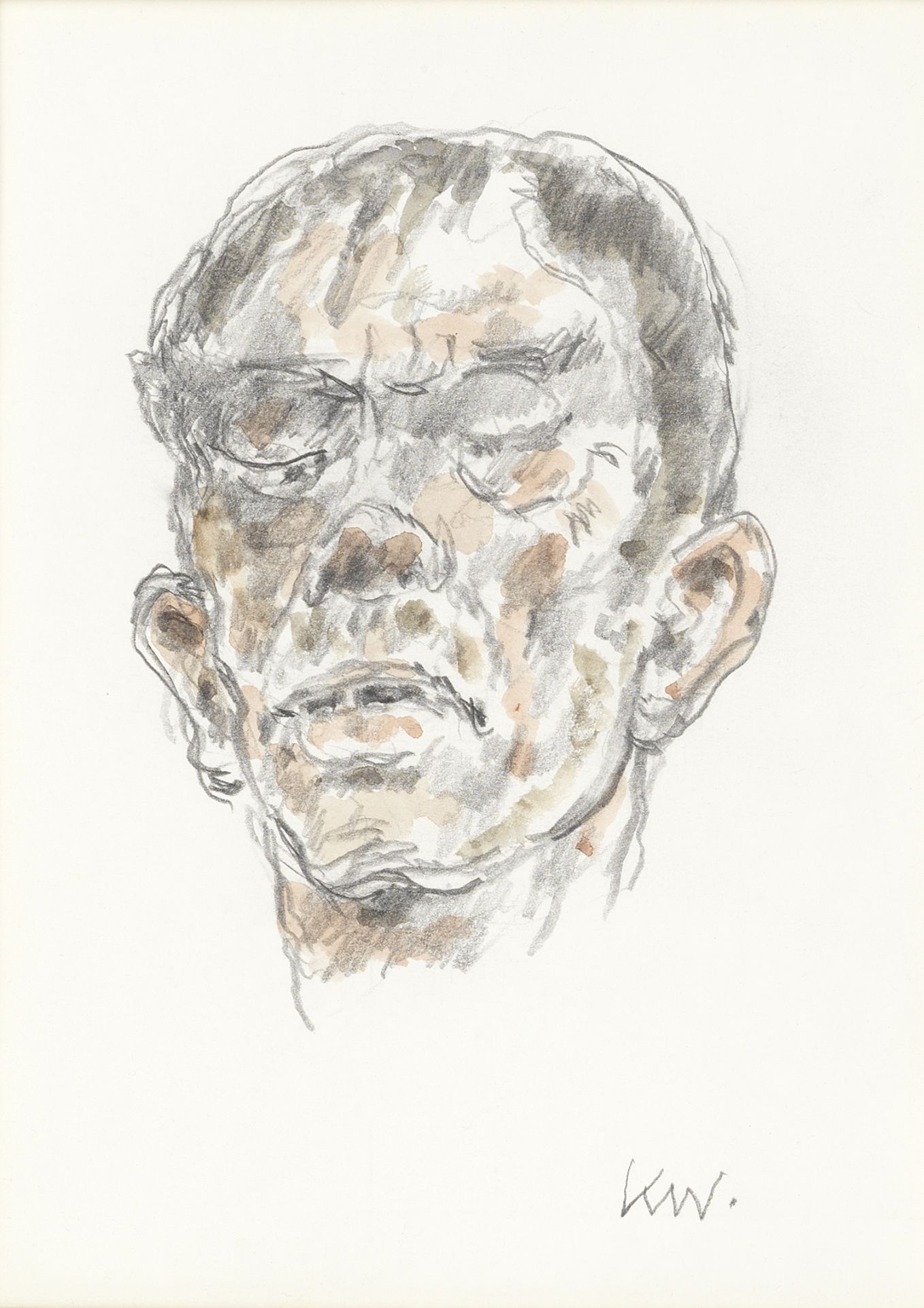 Sir Kyffin Williams R.A. (British, 1918-2006) Portrait of a Man (with a further partial sketch of...