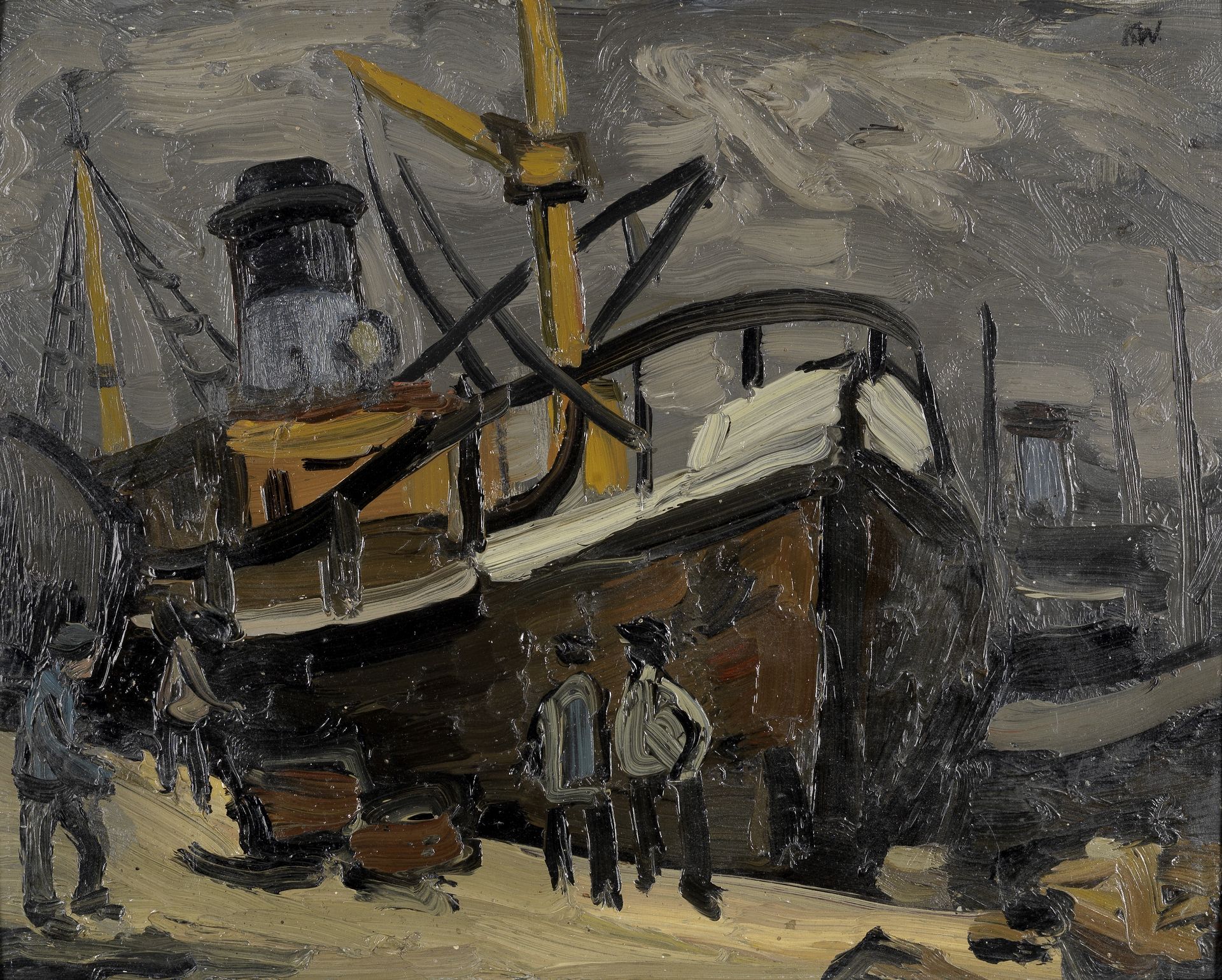 Sir Kyffin Williams R.A. (British, 1918-2006) Swansea Docks (Painted circa the 1950s)