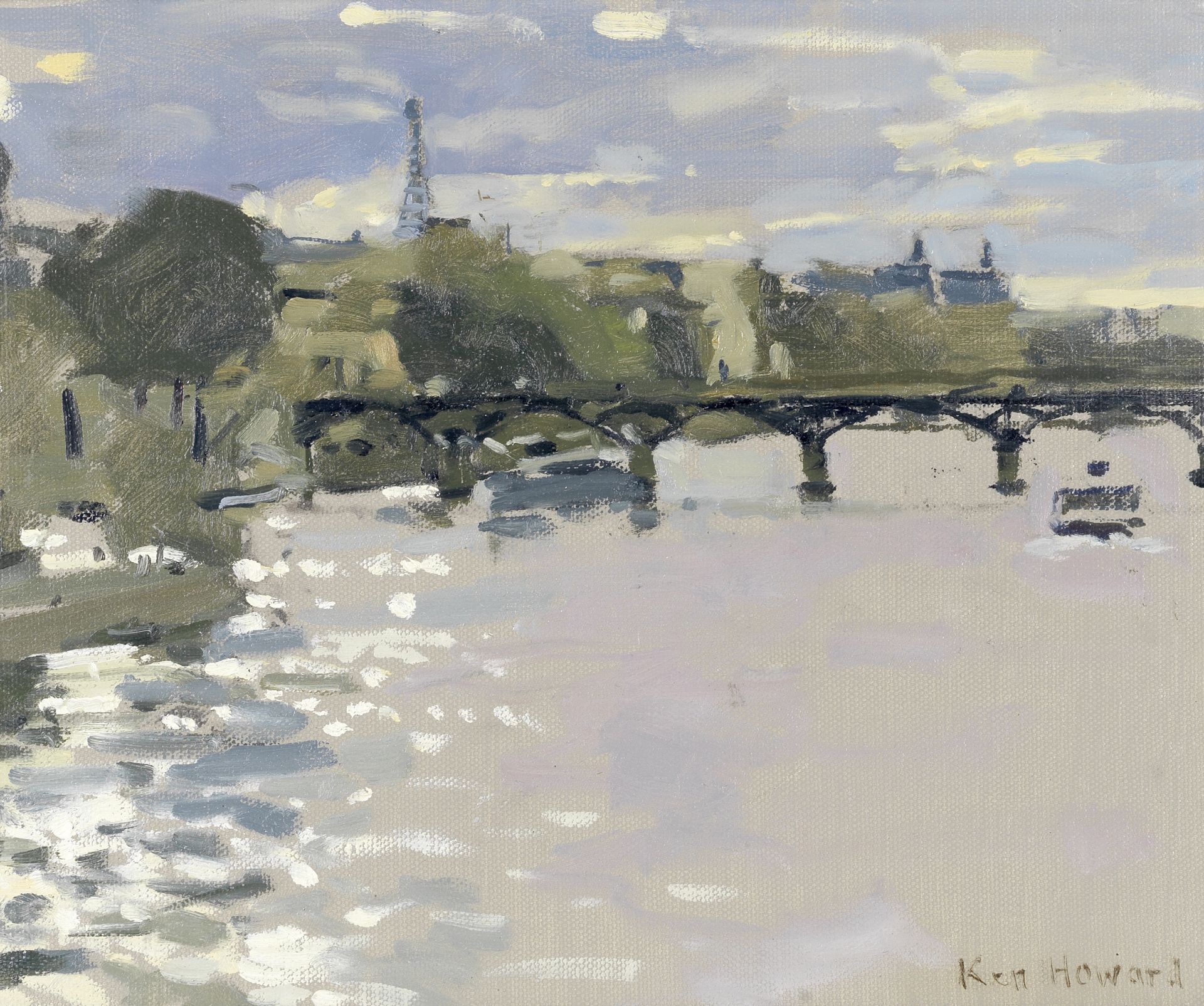 Ken Howard R.A. (British, born 1932) Pont des Arts and the Eiffel Tower