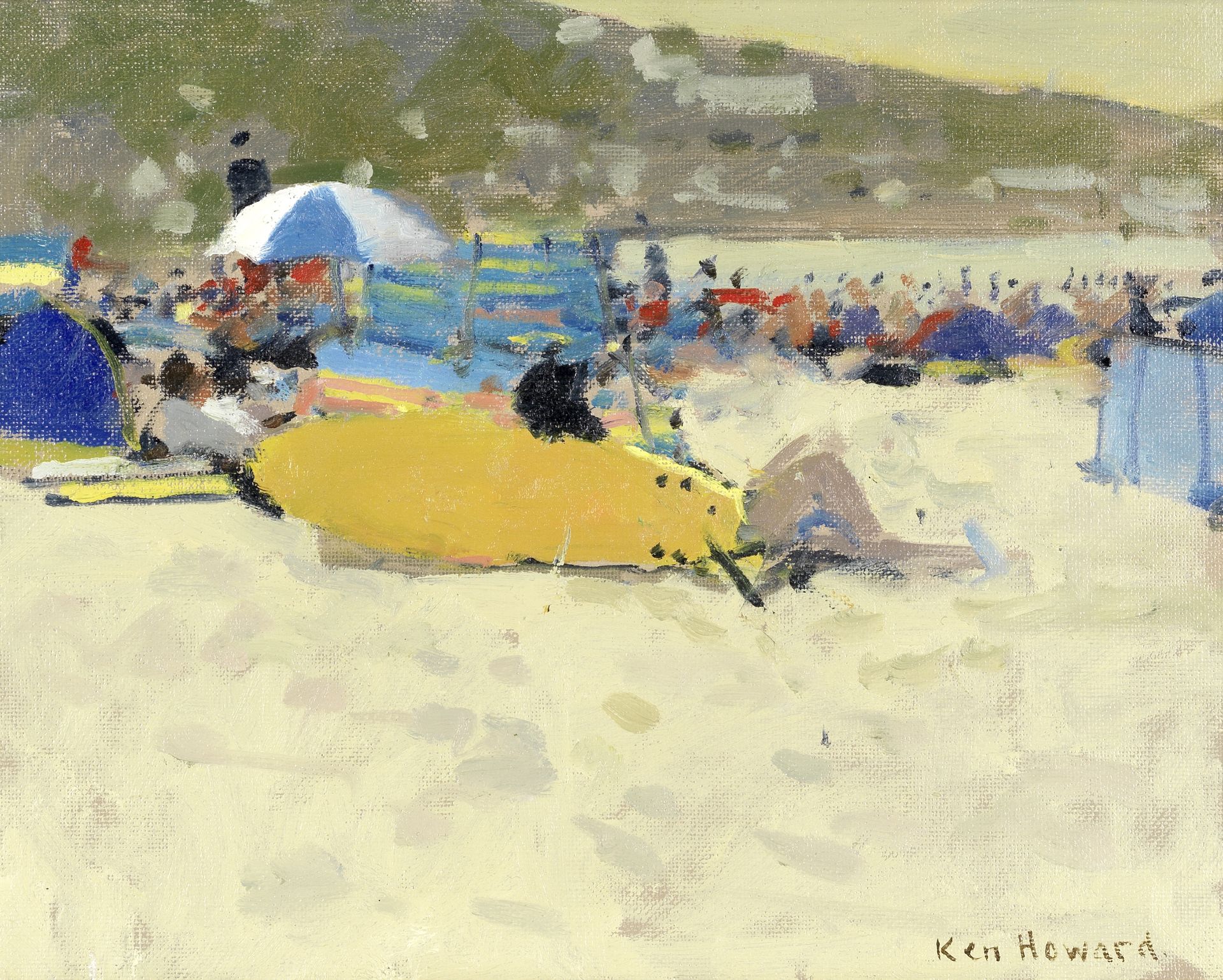 Ken Howard R.A. (British, born 1932) The Yellow Surfboard, Sennen