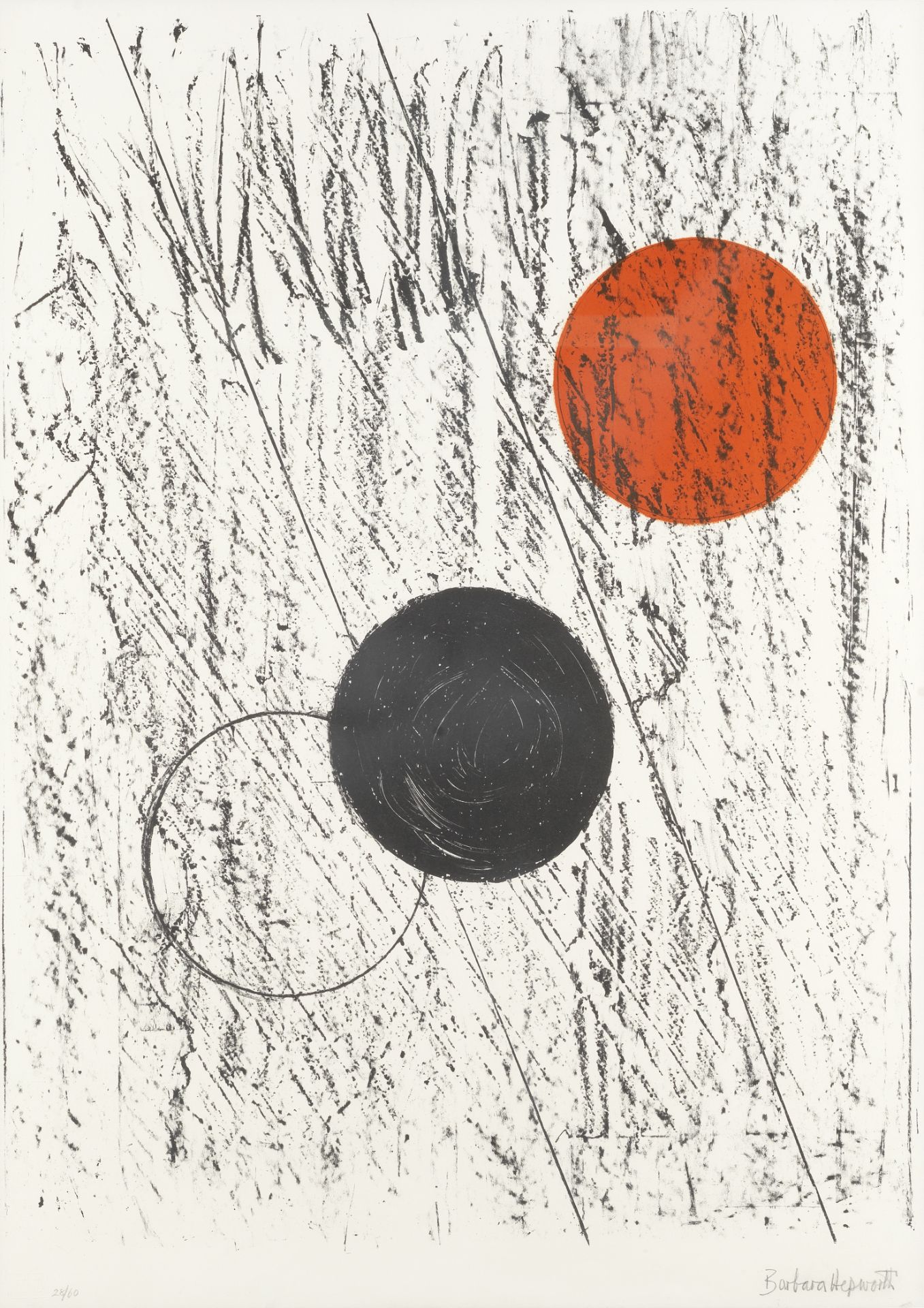 Dame Barbara Hepworth (British, 1903-1975) Sun and Moon Lithograph printed in colours, 1969, on w...