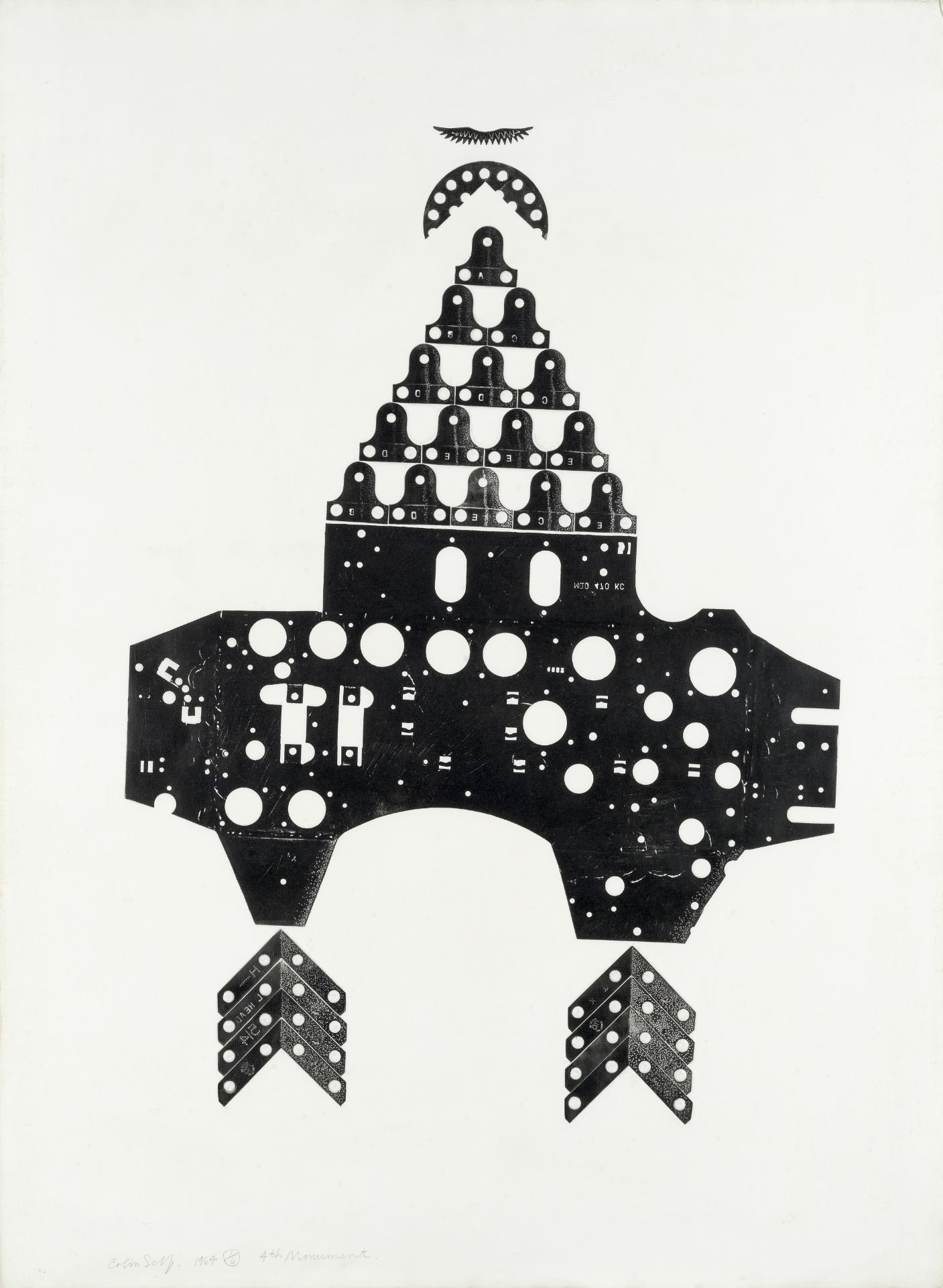 Colin Self (British, born 1941) 4th Monument Etching from found metal plates, 1964, on wove, sign...