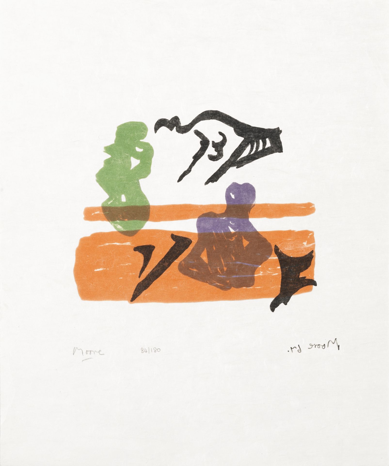 Henry Moore O.M., C.H. (British, 1898-1986) Violet Torso on Orange Stripes, from 'Shelter Sketchb...