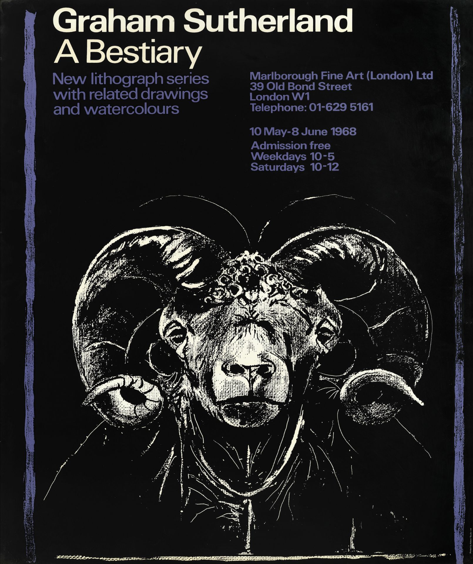 Graham Sutherland O.M. (British, 1903-1980) Graham Sutherland: A Bestiary (Exhibition Poster) Scr...