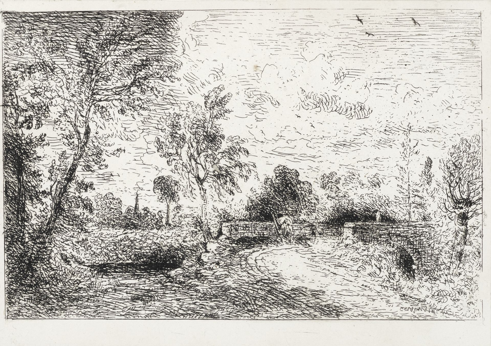 John Constable, R.A. (British, 1776-1837) The Old Bridge at Salisbury (Milford Bridge) Etching, 1...