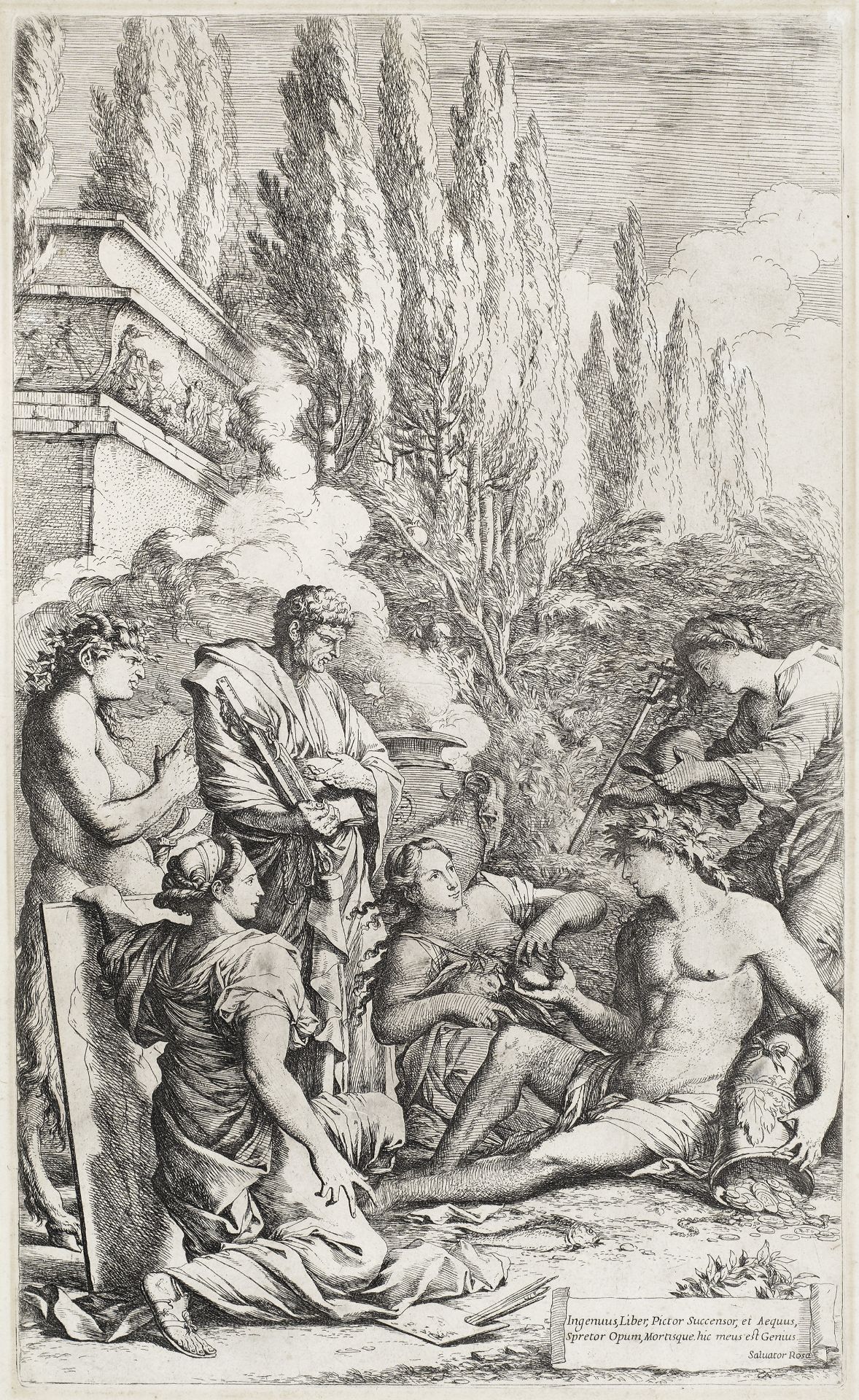 Salvator Rosa (Italian, 1615-1673) The Genius of Salvator Rosa; Democritus in Meditation Two etch...