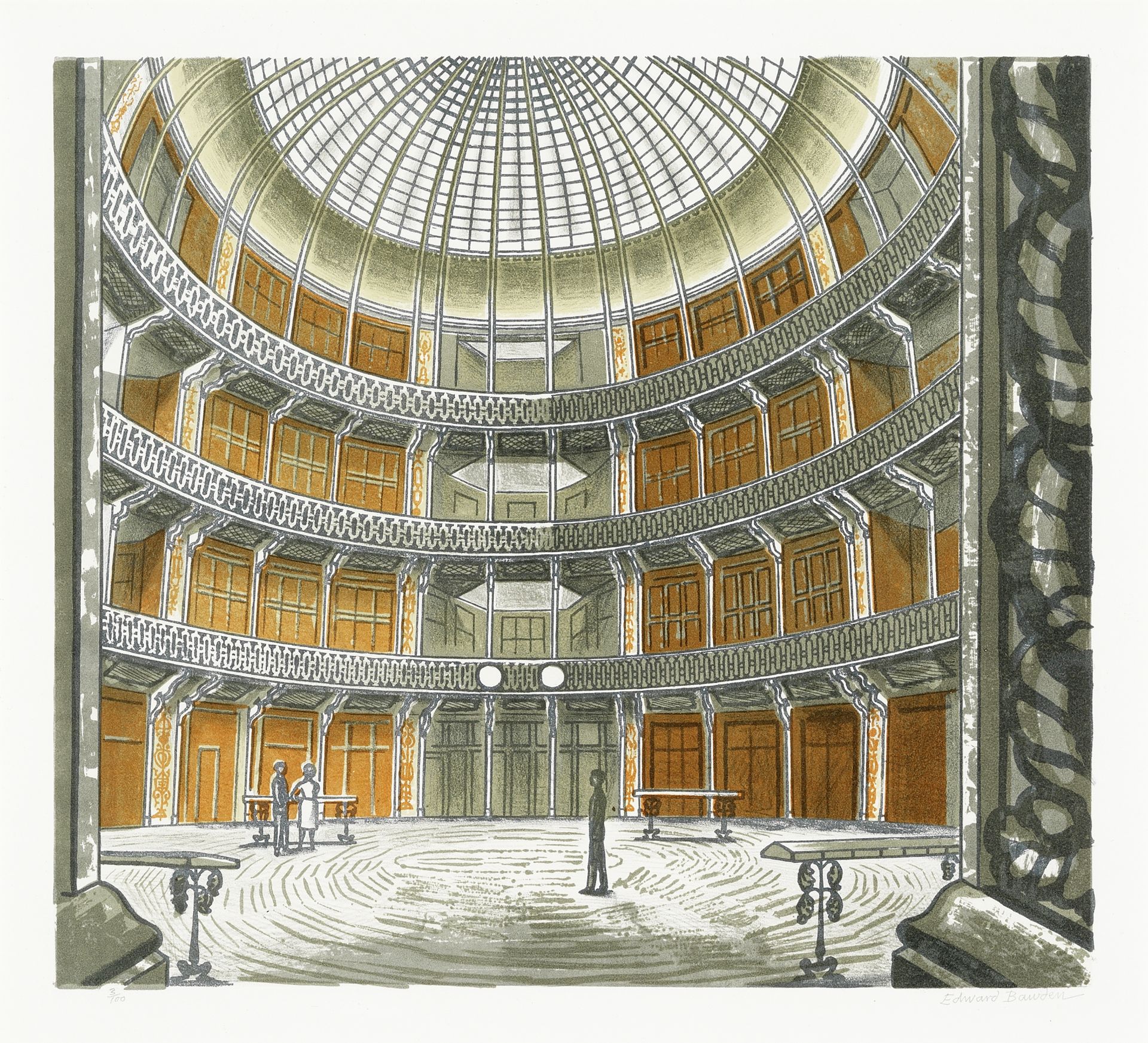 Edward Bawden R.A. (British, 1903-1989) The Coal Exchange Lithograph printed in colours, 1963, on...