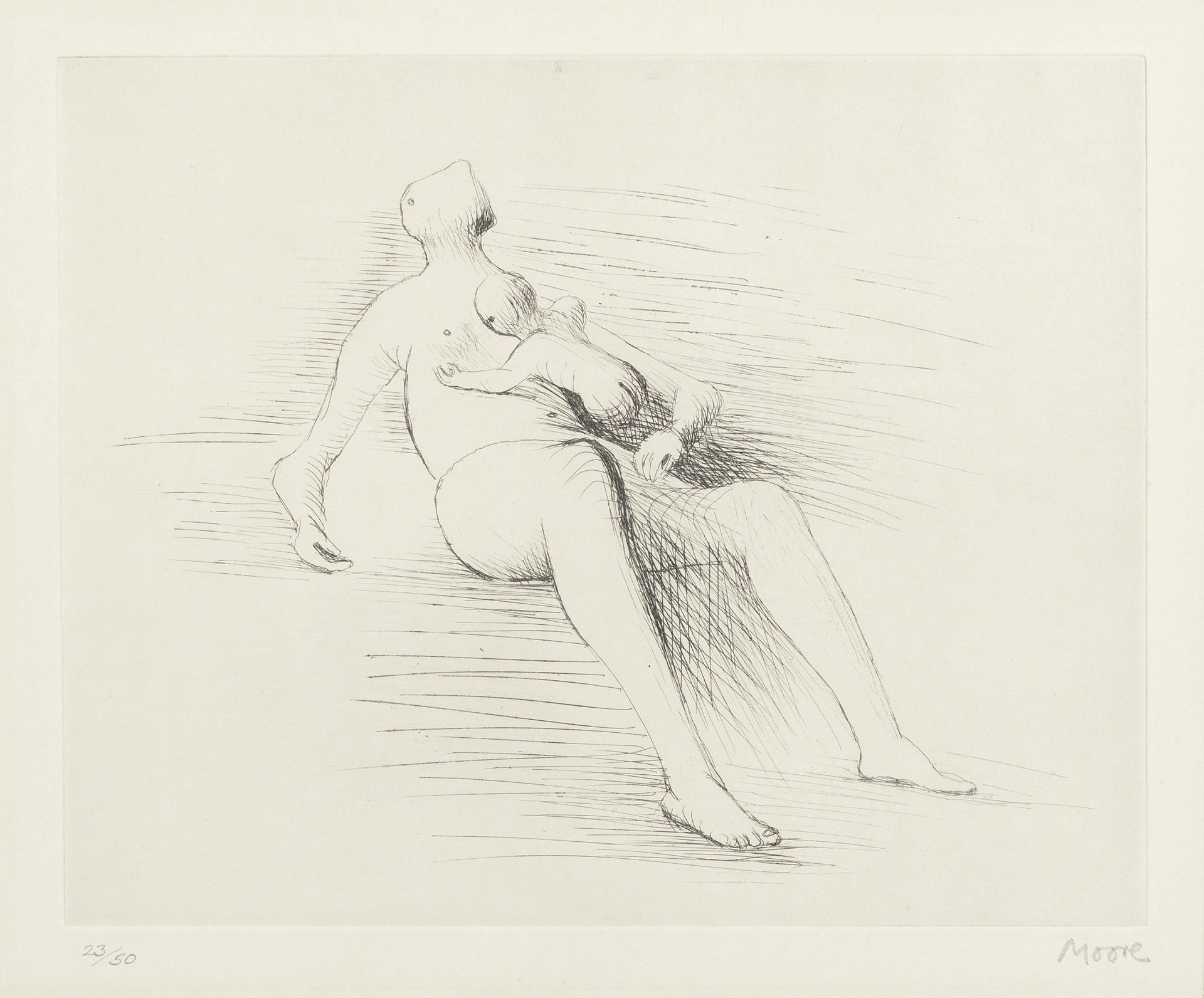 Henry Moore O.M., C.H. (British, 1898-1986) Reclining Mother and Child II Etching and drypoint, 1...