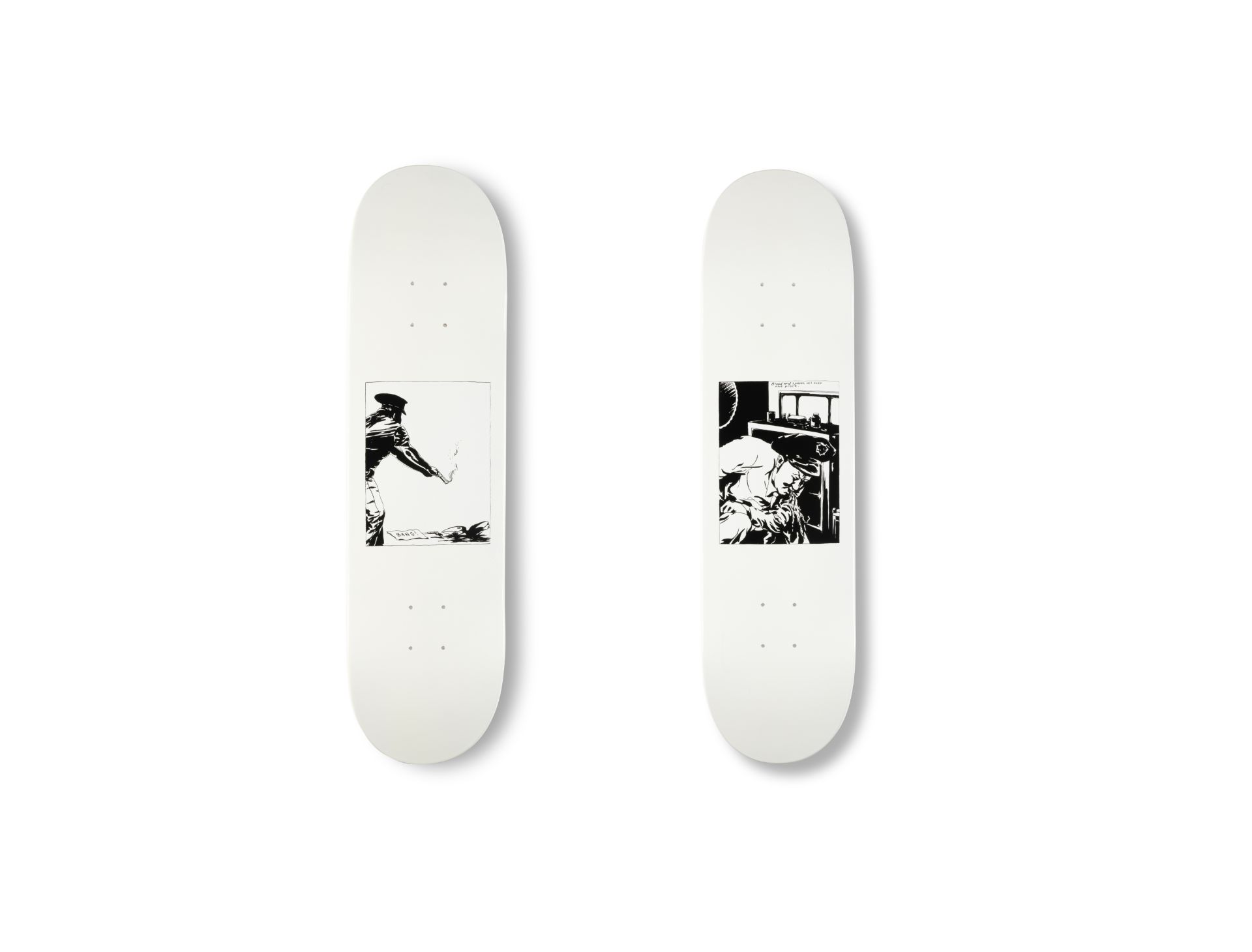 Supreme, New York A group of two Raymond Pettibon skateboard decks Printed skateboard decks, 2014...