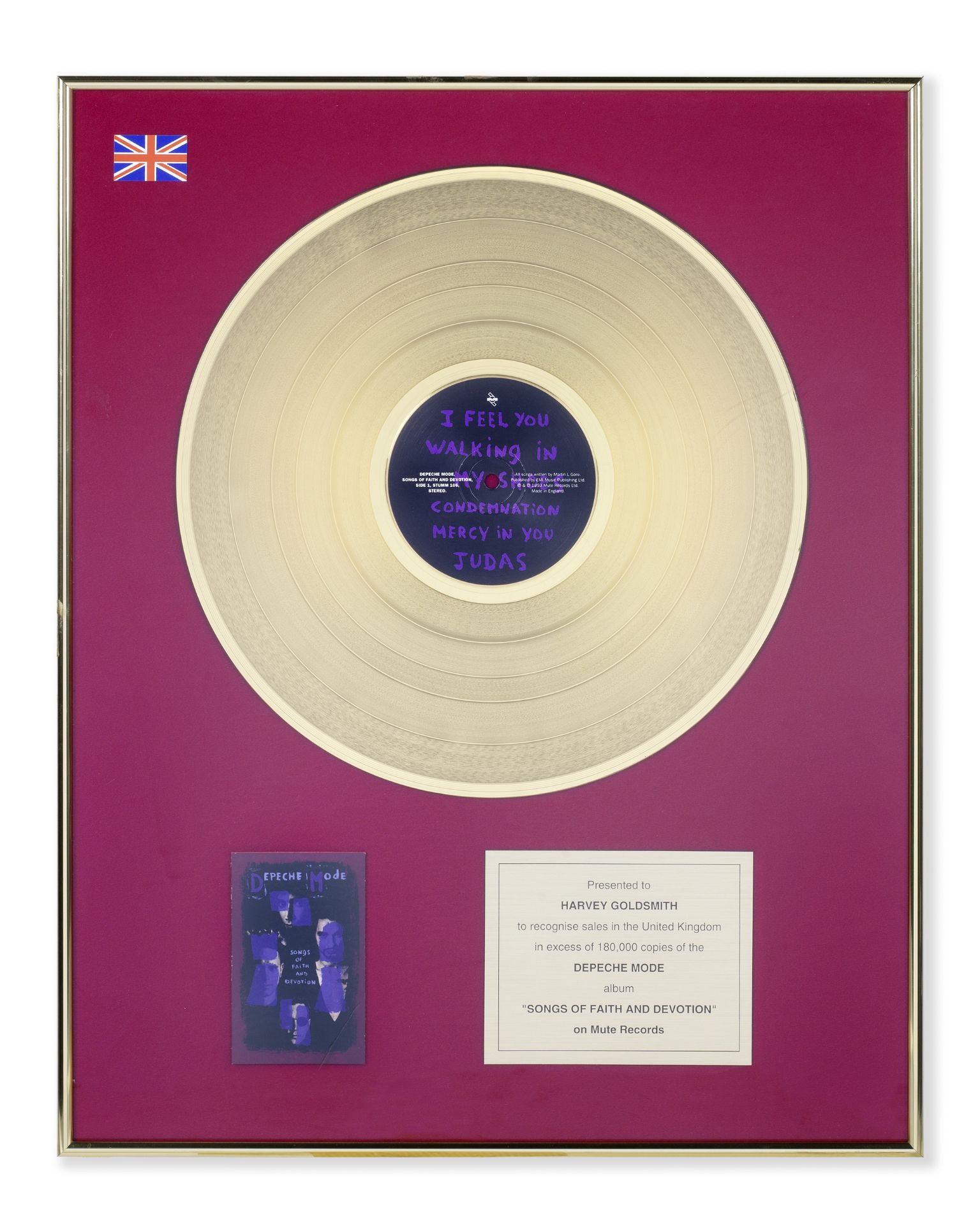 Depeche Mode: A 'Gold' BPI certified award, 1993,